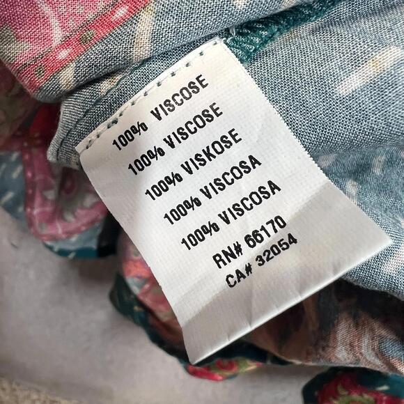 Anthropologie Blank London Dress Womens OS Teal Tatiana Floral Midi Kimono Boho - Picture 5 of 7